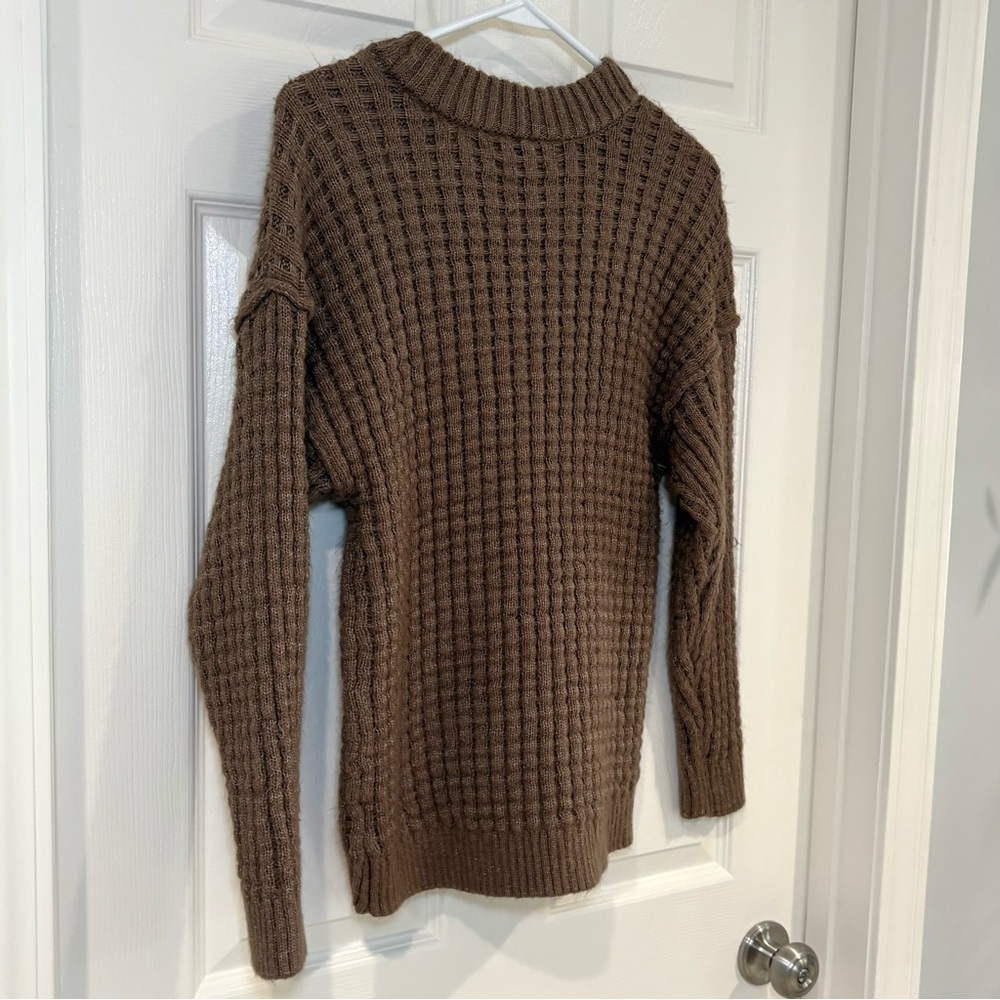 SO Long Sleeve Crew Neck Comfy Brown &Striped Sweaters Set Juniors Women Sz S-M - Picture 13 of 17